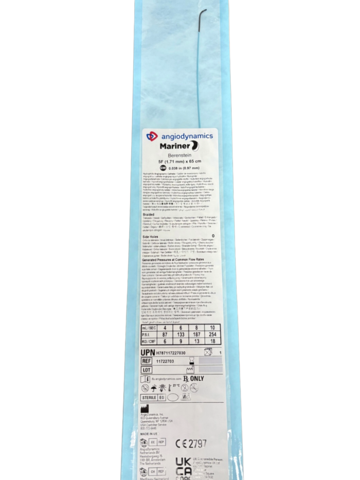 11722703 — ANGIODYNAMICS H787117227030 - ANGIODYNAMICS CATH ANGIO MARINER BERENSTEIN 5F X 65CM X .038" B OSH.