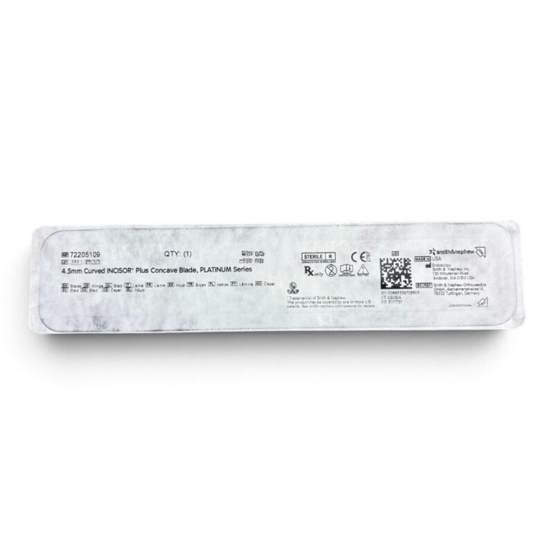 72205109 — SMITH & NEPHEW DYONICS ARTHROSCOPIC SURGERY BLADE 4.5MM CURVED INCISOR PLUS CONCAVE BLADE, PLATINUM SERIES (BLUE/GRAY).