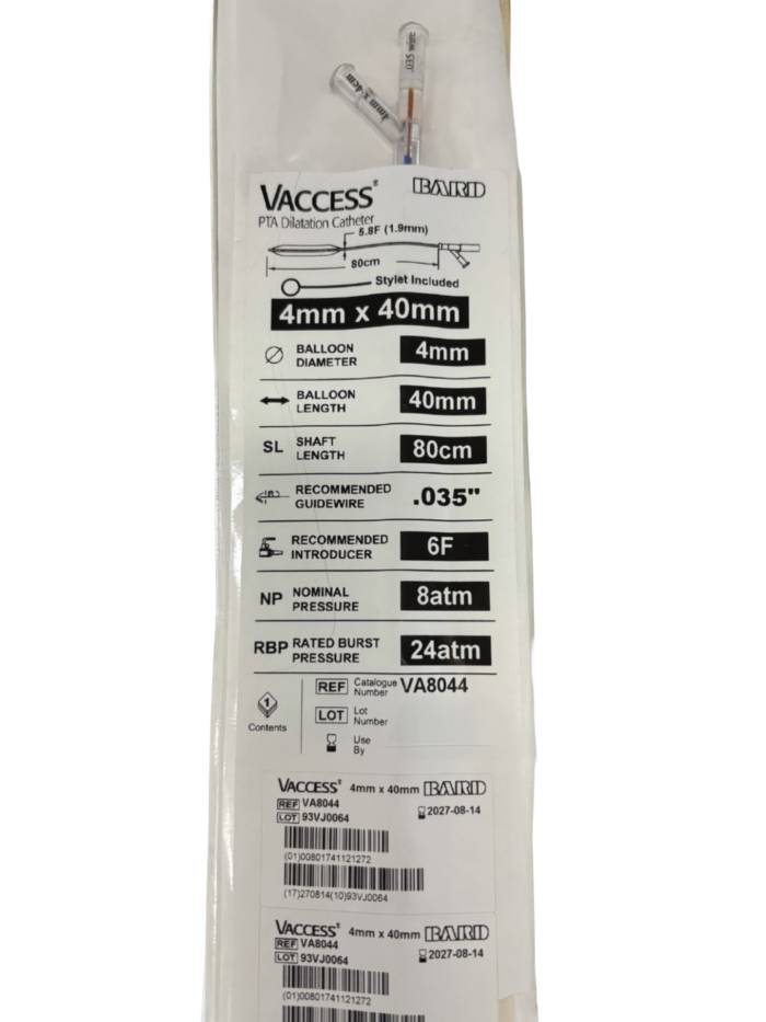 VA8044 — BARD BALLOON VACCESS 4MM X 4CM X 80CM X 5.8F X .035" - LF.