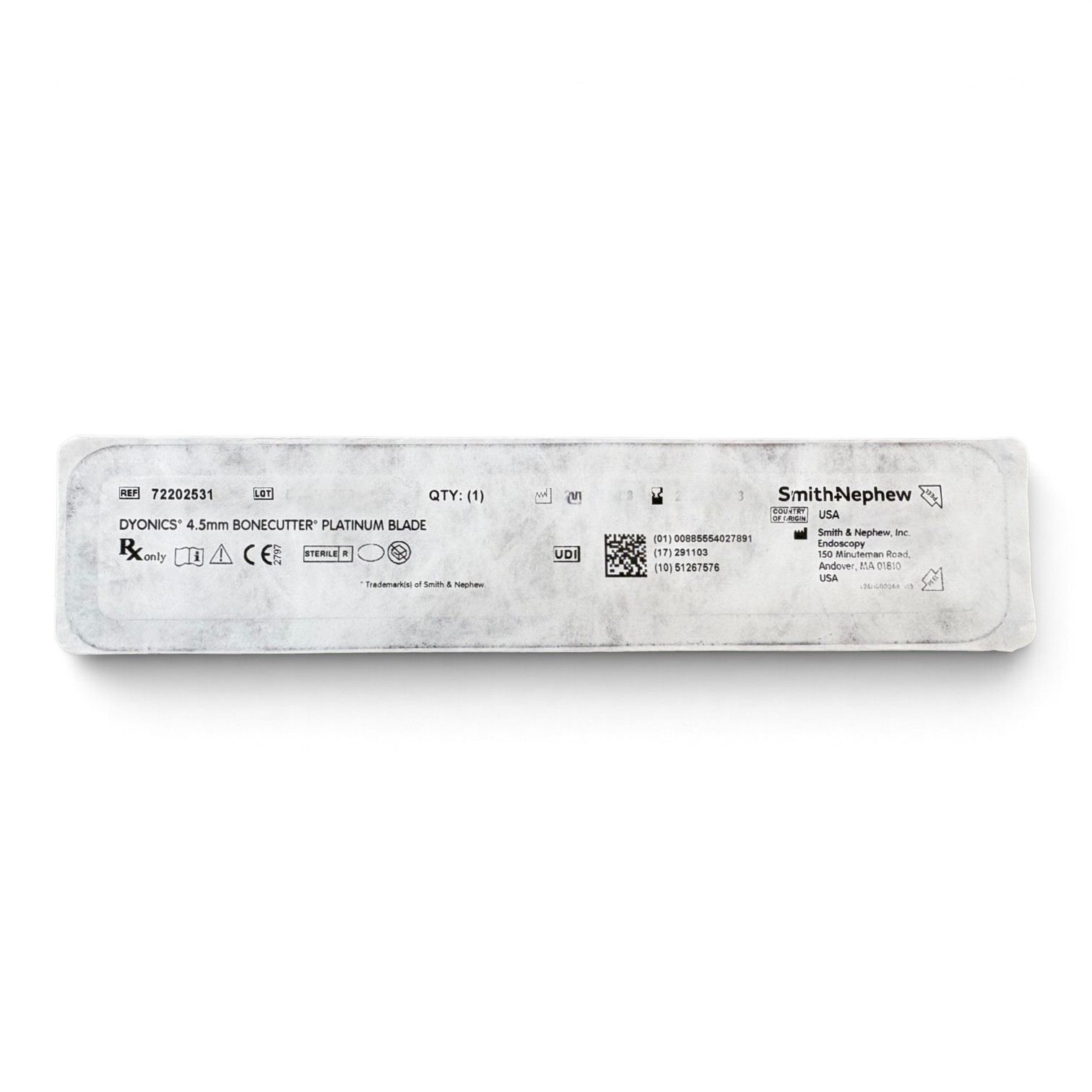 72202531 - SMITH & NEPHEW DYONICS 4.5MM BONECUTTER PLATINUM BLADE 72202531 - SMITH & NEPHEW DYONICS 4.5MM BONECUTTER PLATINUM BLADE