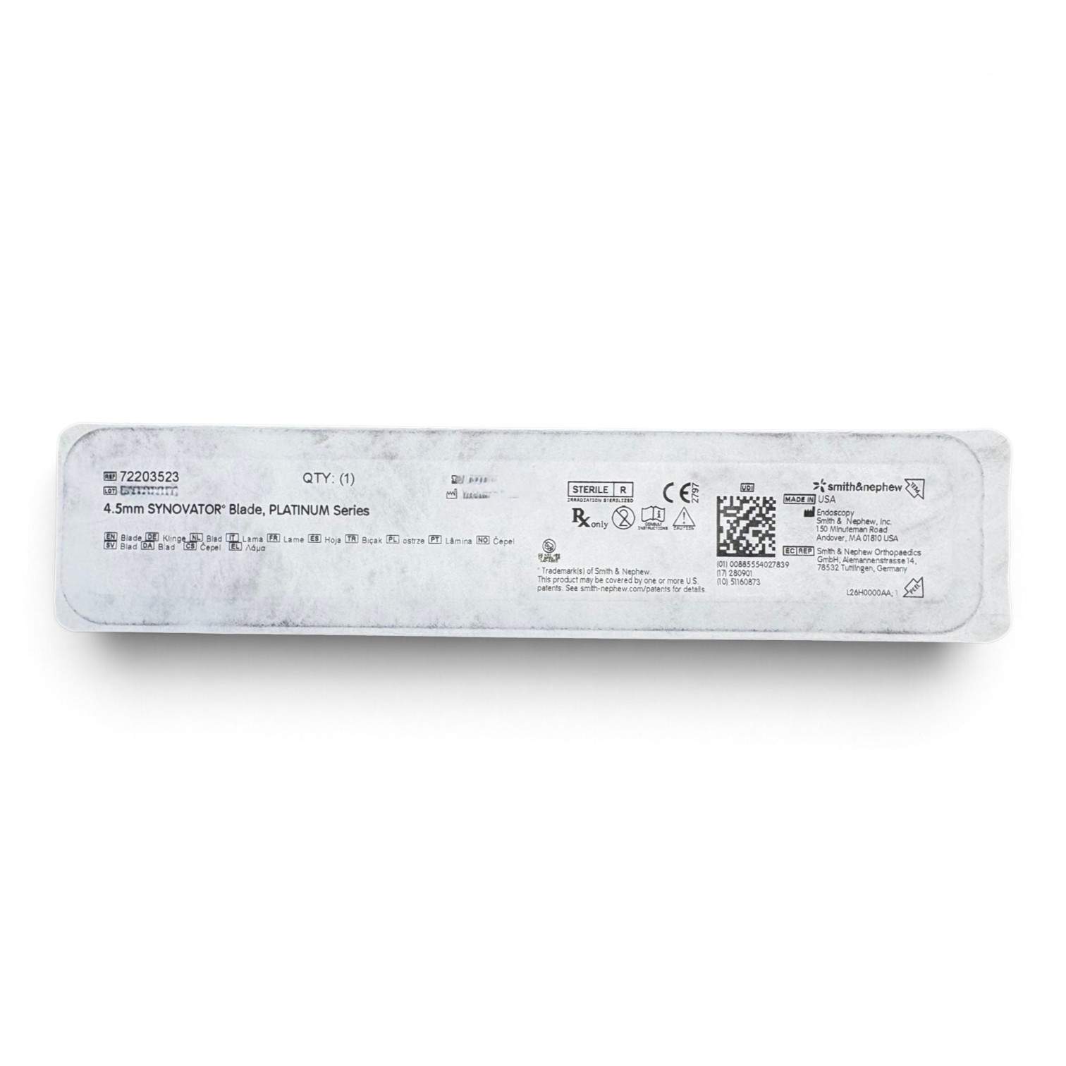 72203523 - SMITH & NEPHEW 4.5MM SYNOVATOR BLADE, PLATINUM SERIES 72203523 - SMITH & NEPHEW 4.5MM SYNOVATOR BLADE, PLATINUM SERIES