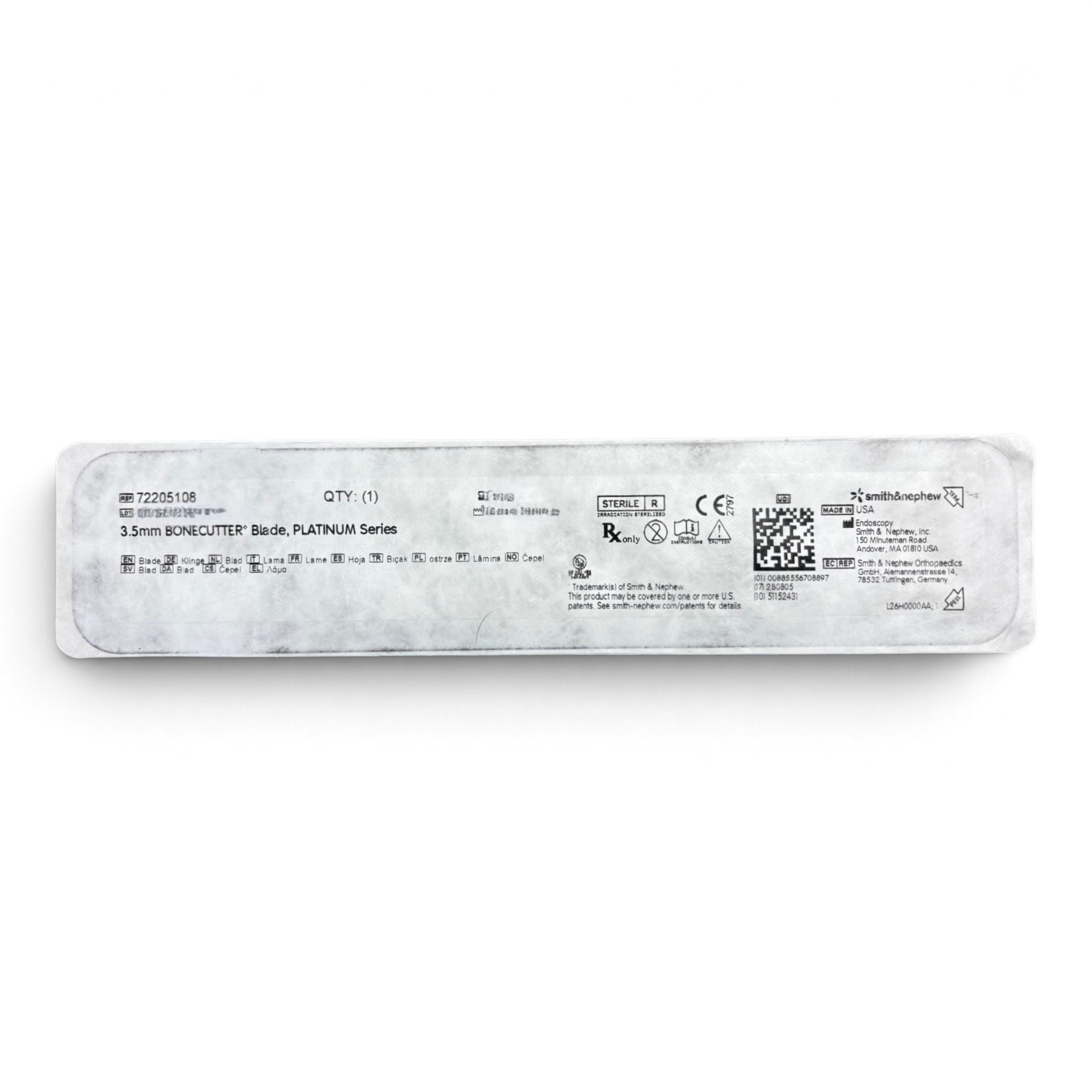 72205108 - SMITH & NEPHEW 3.5MM BONECUTTER BLADE, PLATINUM SERIES 72205108 - SMITH & NEPHEW 3.5MM BONECUTTER BLADE, PLATINUM SERIES